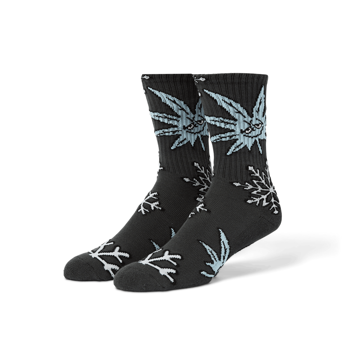 Huf Green Buddy Snowflakes Sock Black