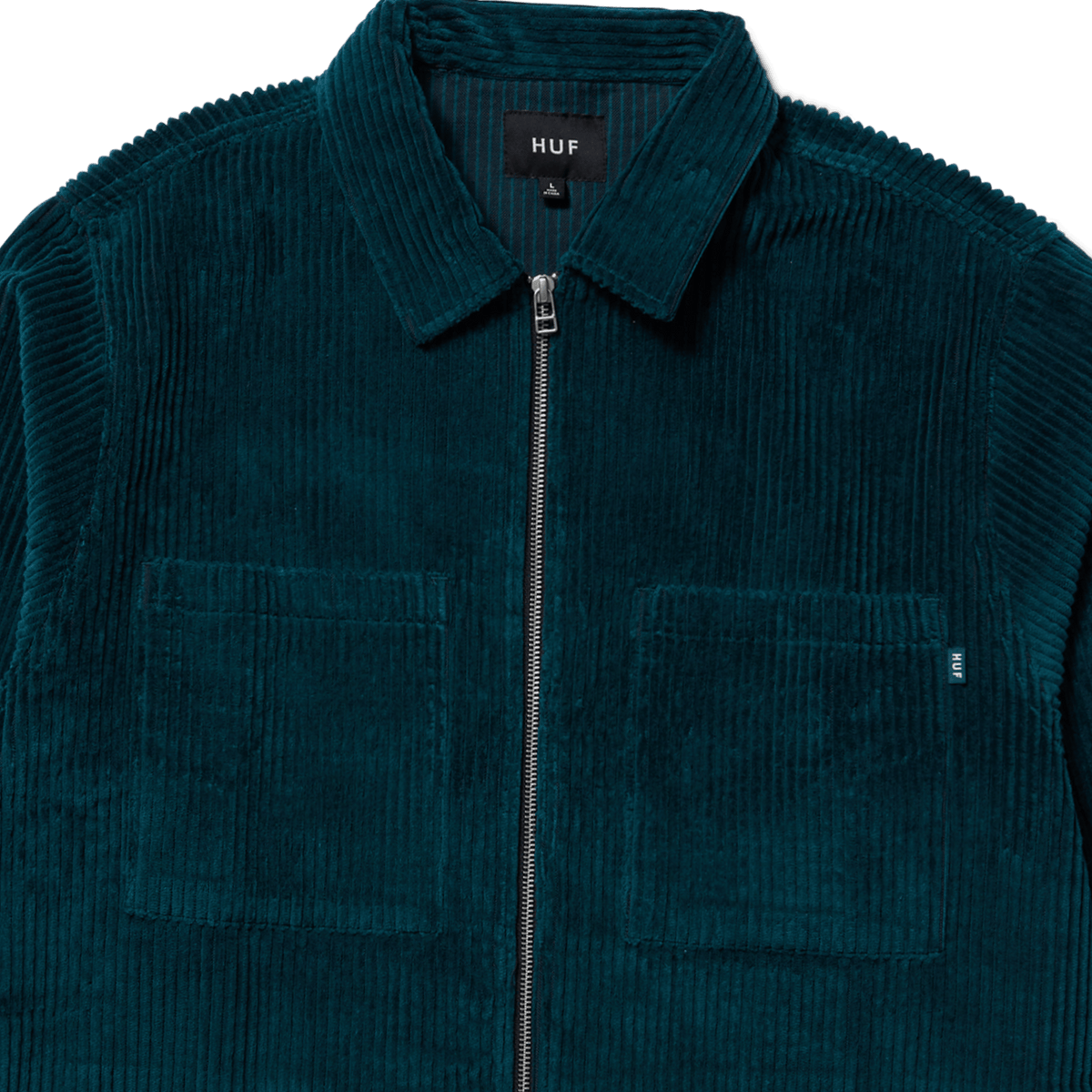 Two Tone Corduroy Zip Shacket