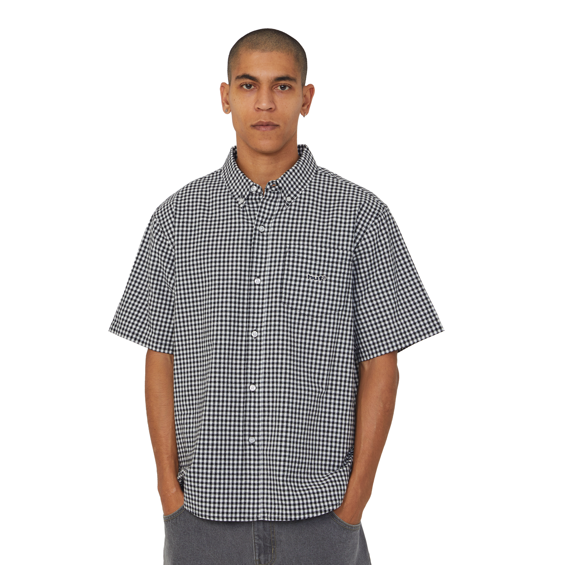 HUF 89 Micro Gingham Oxford Shirt Black/White