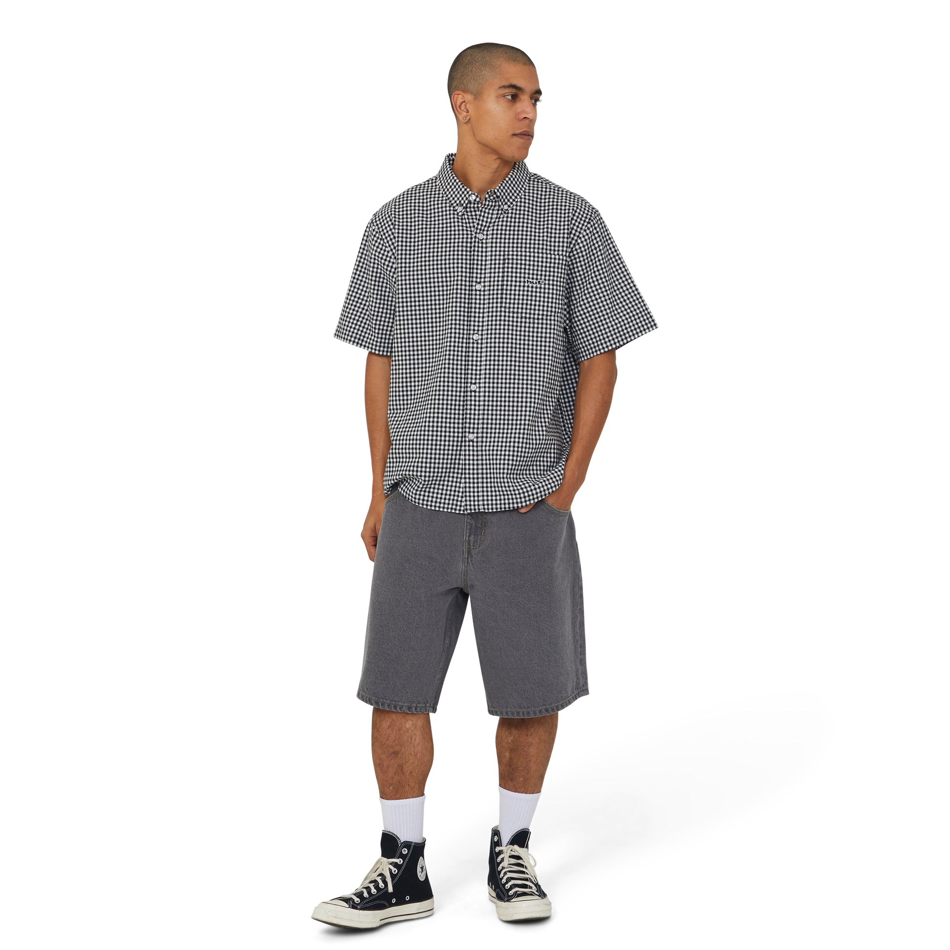 HUF 89 Micro Gingham Oxford Shirt Black/White