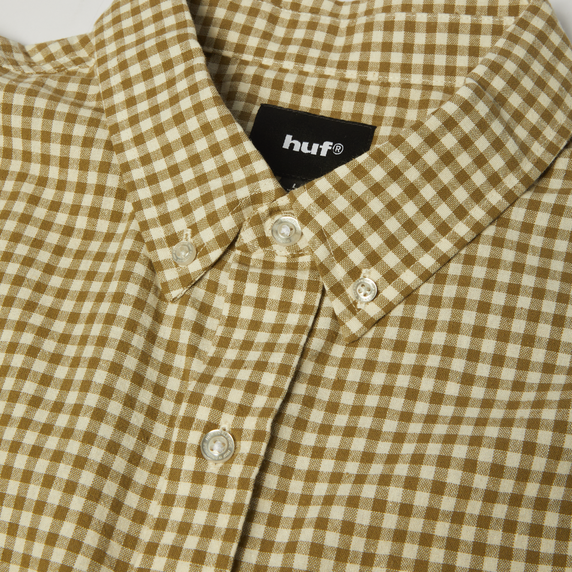 HUF 89 Micro Gingham Oxford Shirt Natural