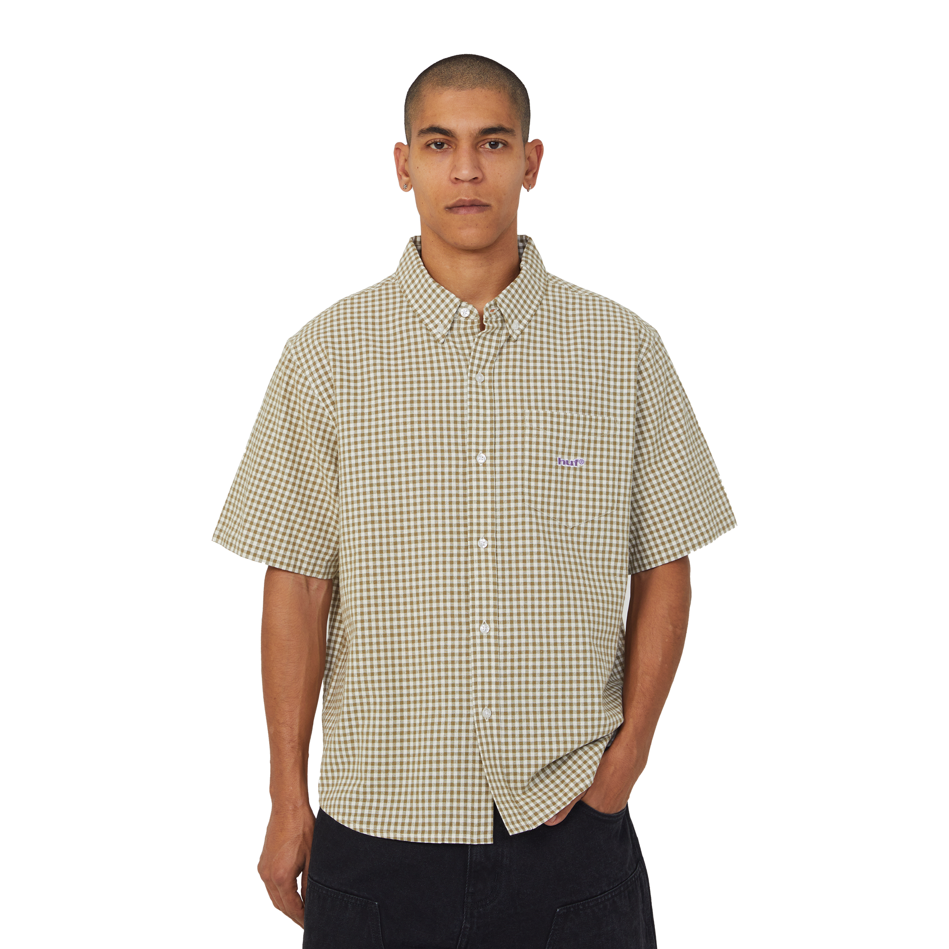 HUF 89 Micro Gingham Oxford Shirt Natural