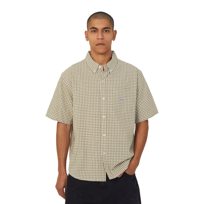HUF 89 Micro Gingham Oxford Shirt Natural