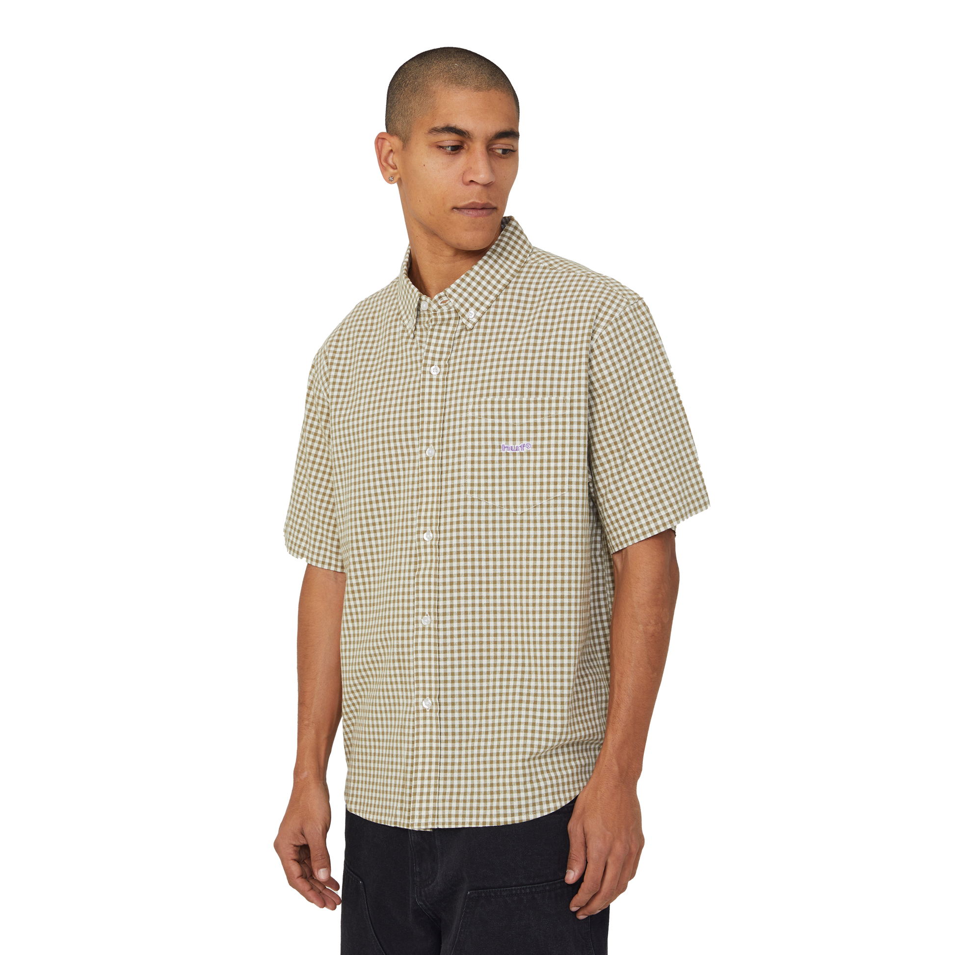 HUF 89 Micro Gingham Oxford Shirt Natural