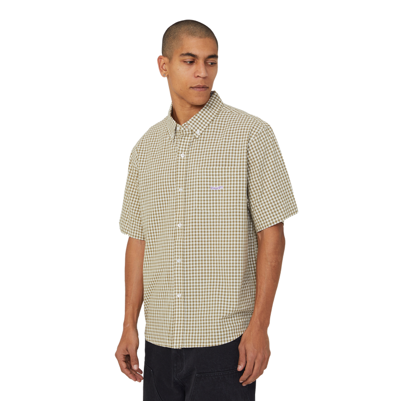 HUF 89 Micro Gingham Oxford Shirt Natural