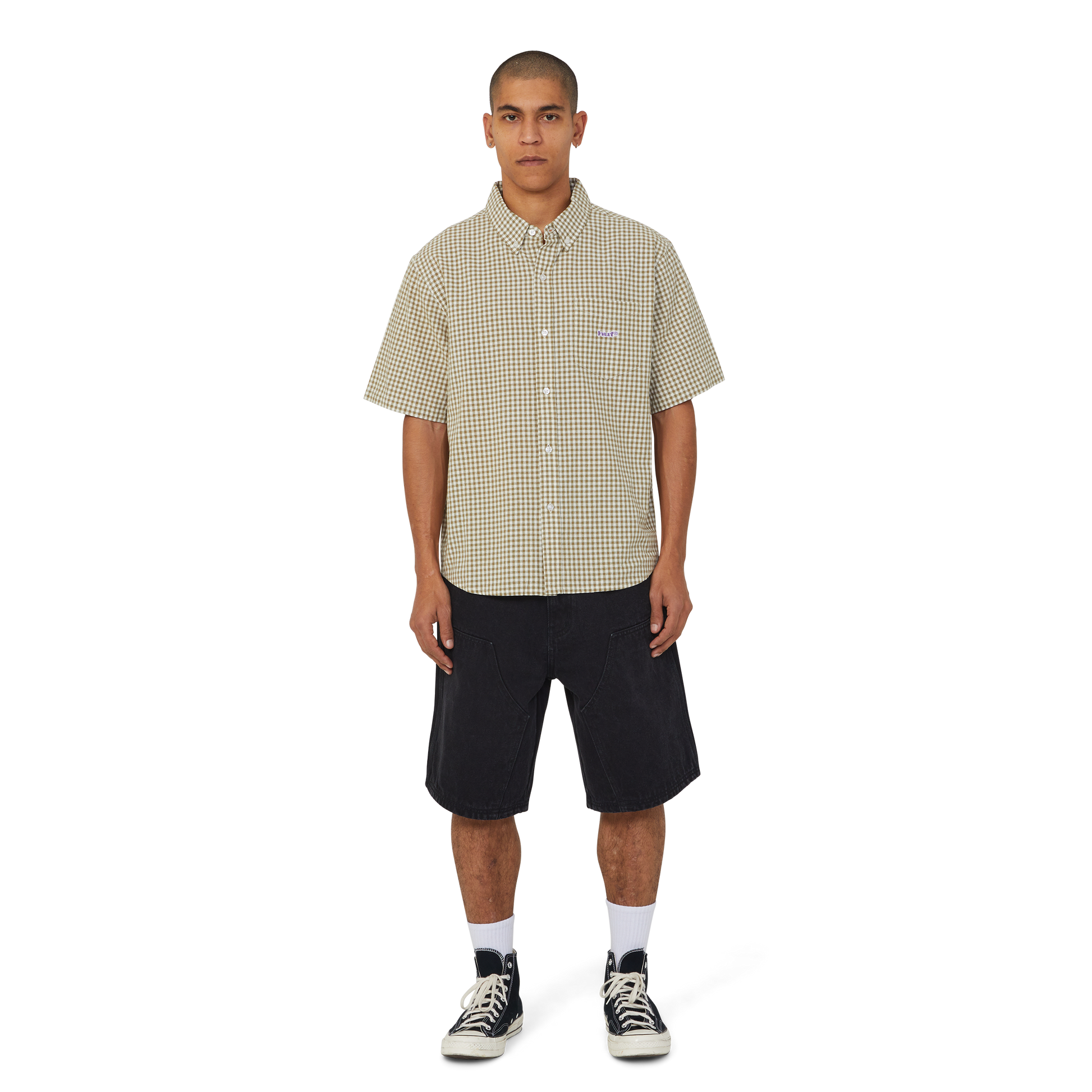HUF 89 Micro Gingham Oxford Shirt Natural