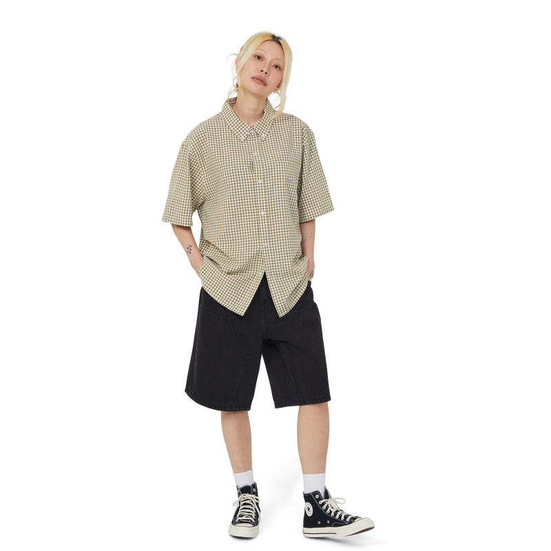 HUF 89 Micro Gingham Oxford Shirt Natural