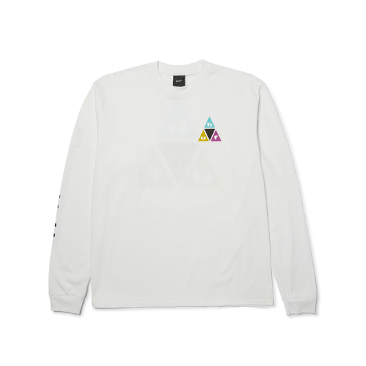 Huf Prism Triple Triangle Long Sleeve T-Shirt White