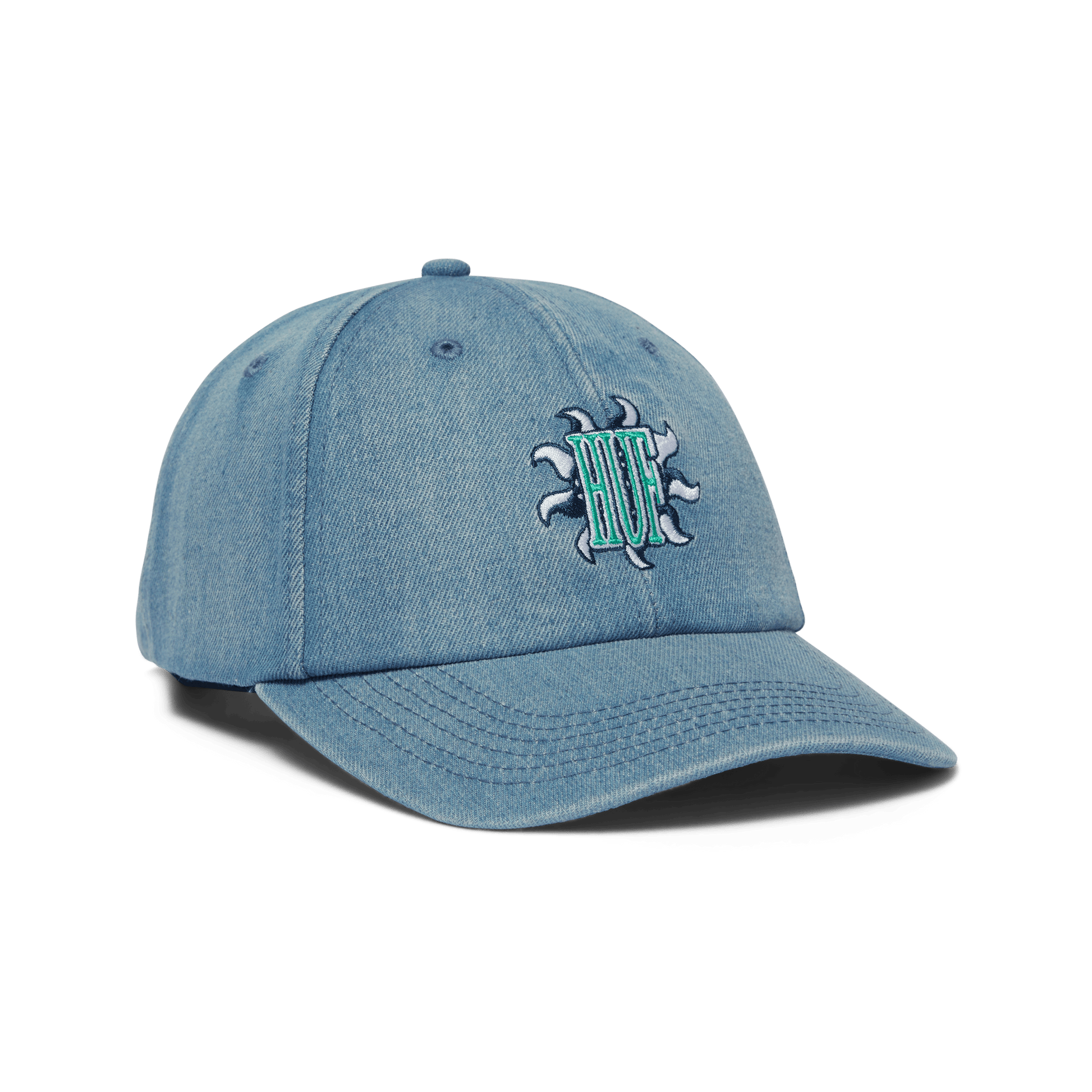 HUF Apollo Denim 6-Panel Curved Visor Hat Light Blue