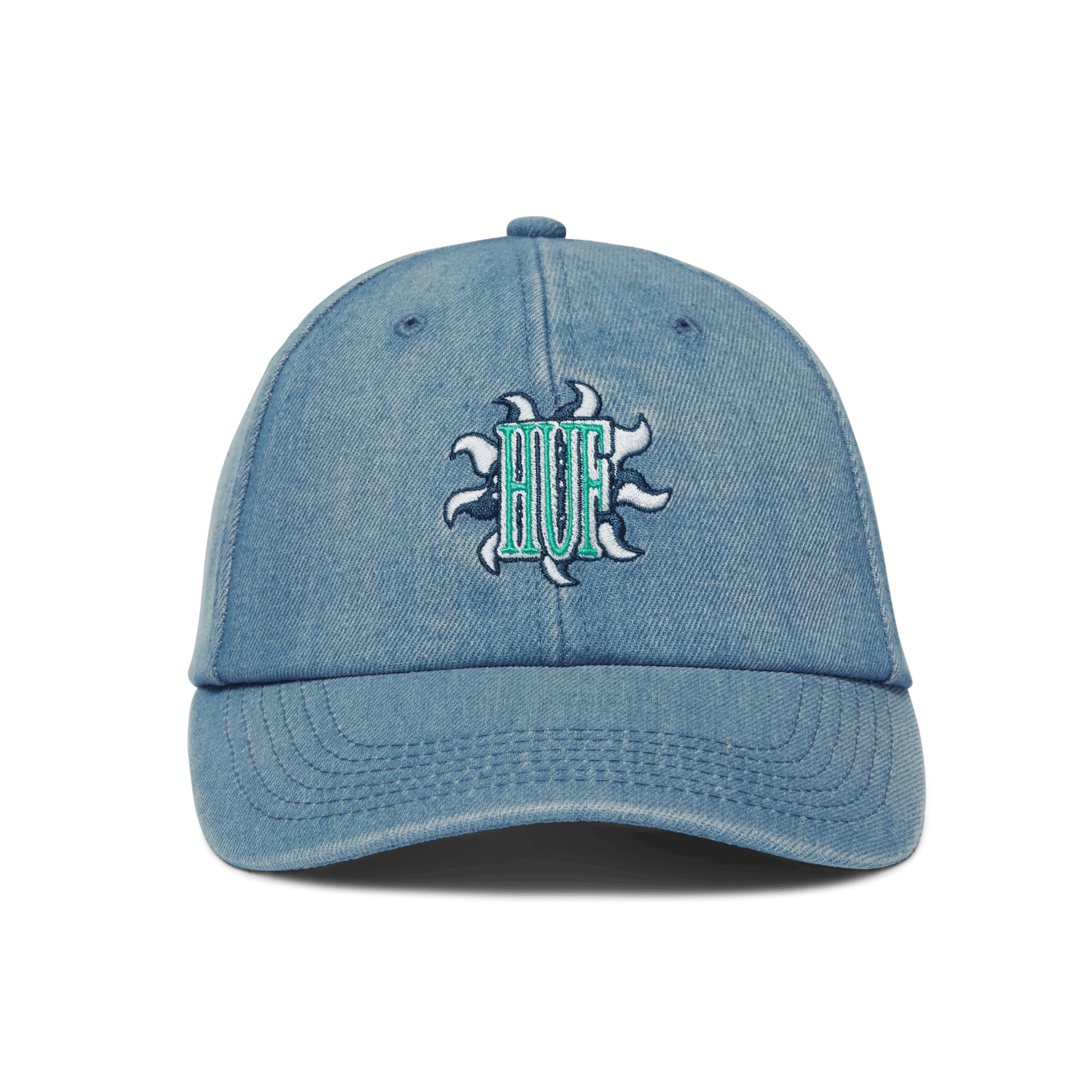 HUF Apollo Denim 6-Panel Curved Visor Hat Light Blue