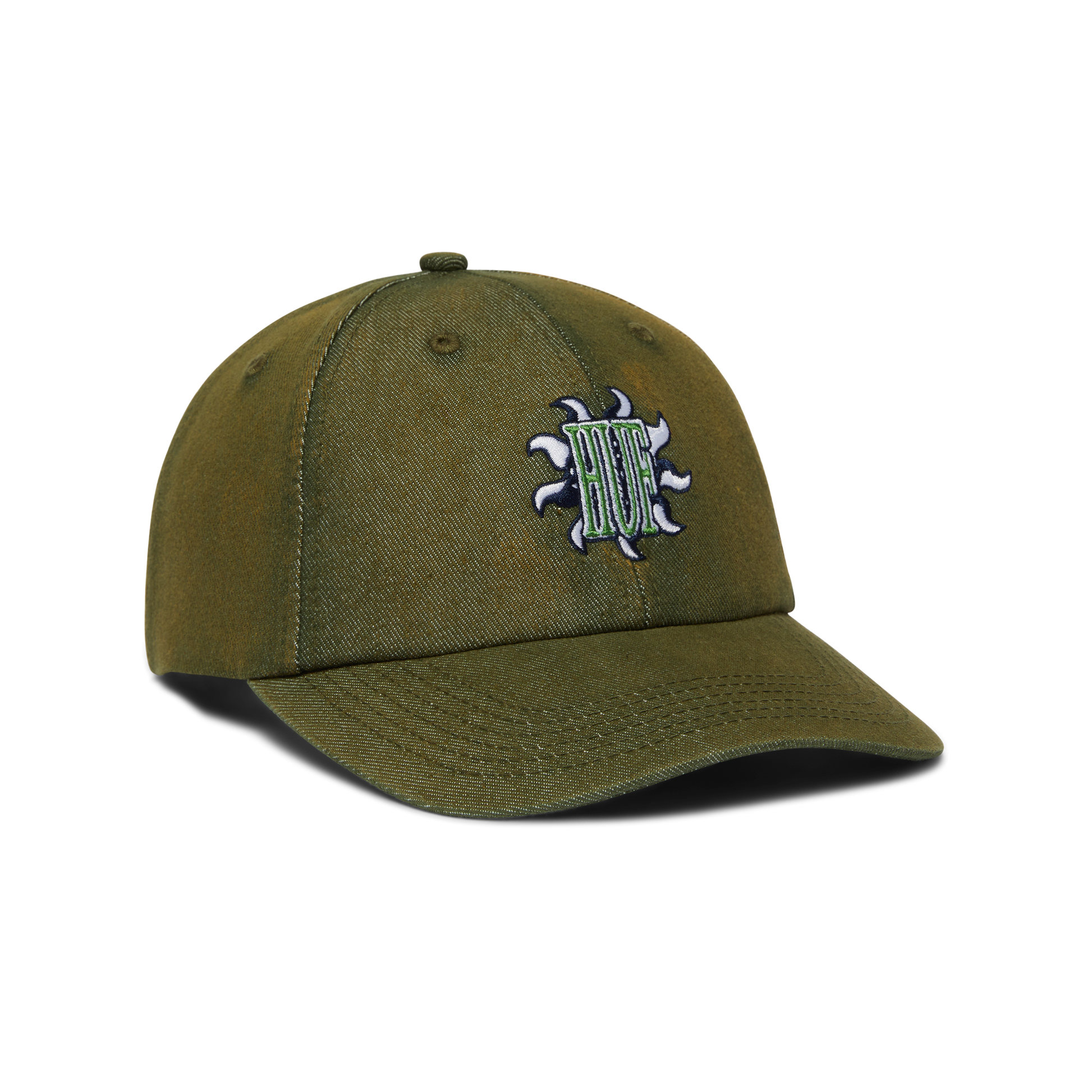 HUF Apollo Denim 6-Panel Curved Visor Hat Thyme