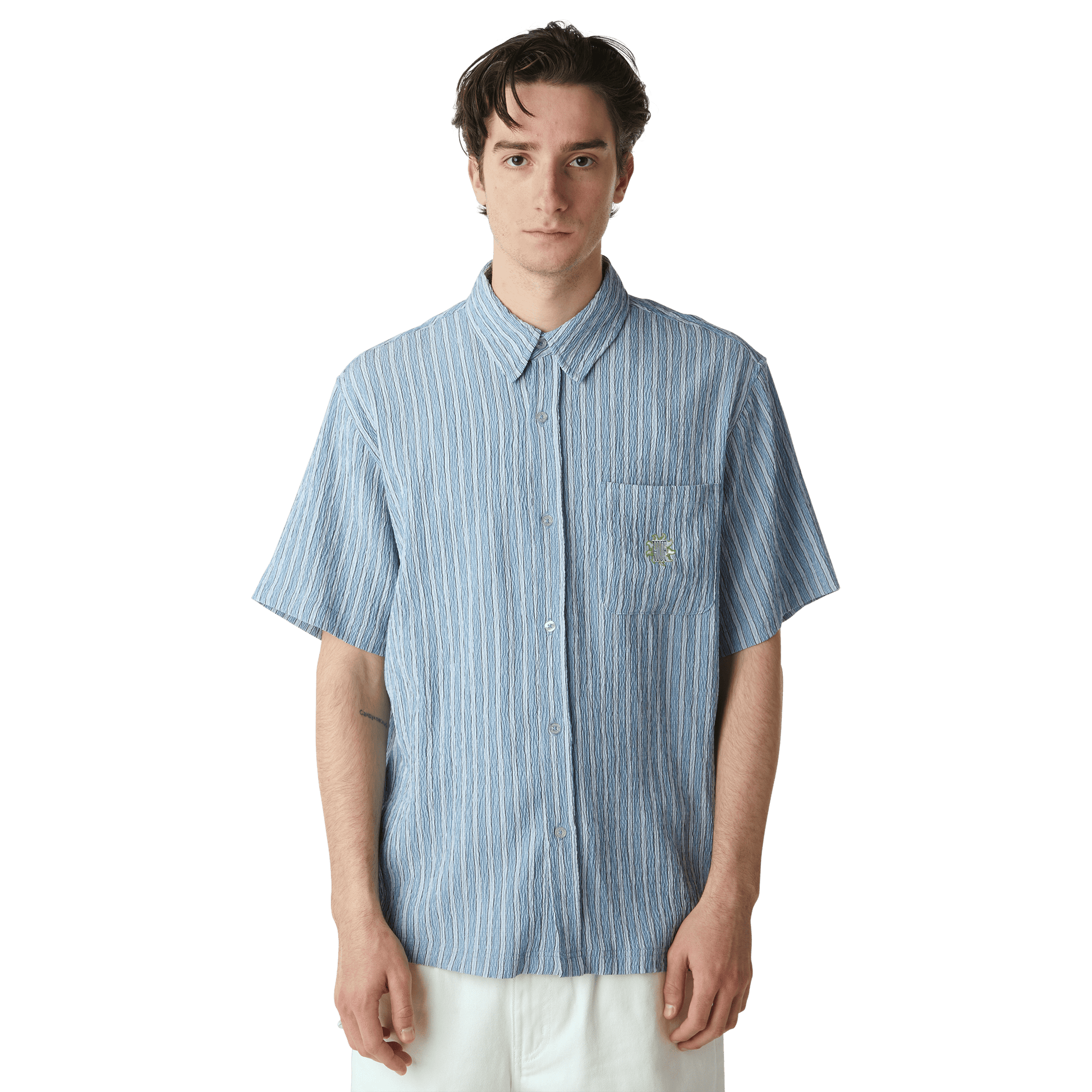 HUF Apollo Striped Shirt Pool Blue