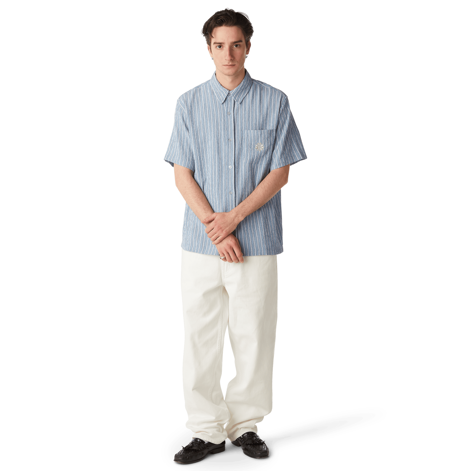 HUF Apollo Striped Shirt Pool Blue