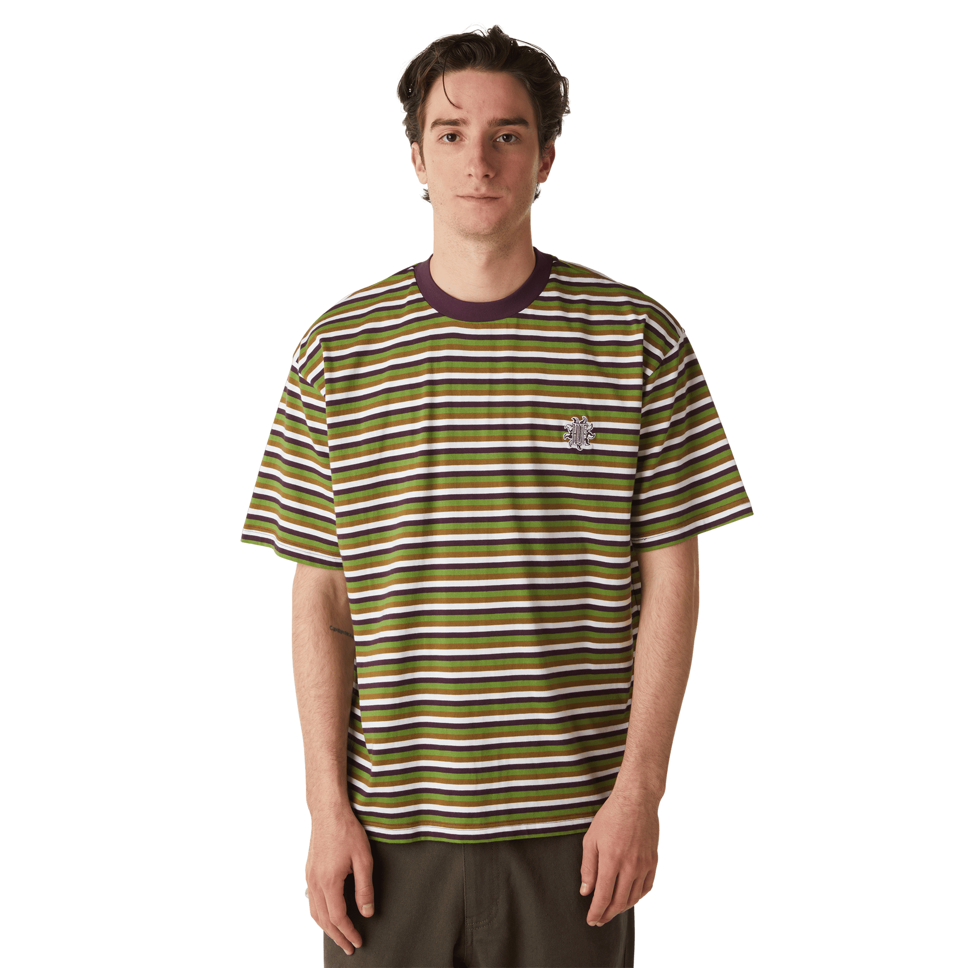 HUF Apollo Striped Knit Boxy Top Green