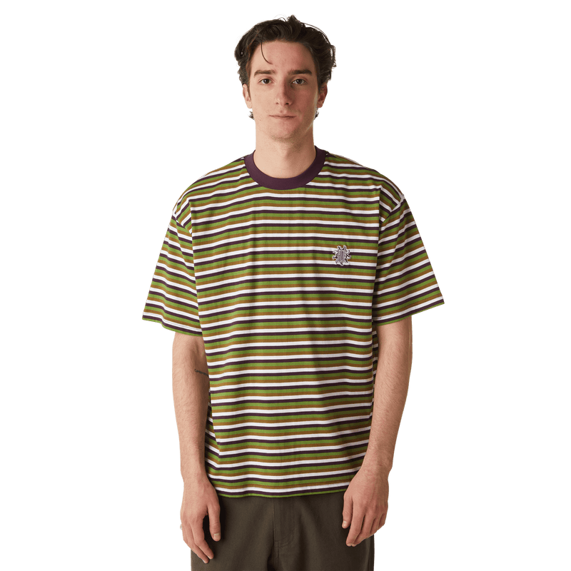 HUF Apollo Striped Knit Boxy Top Green