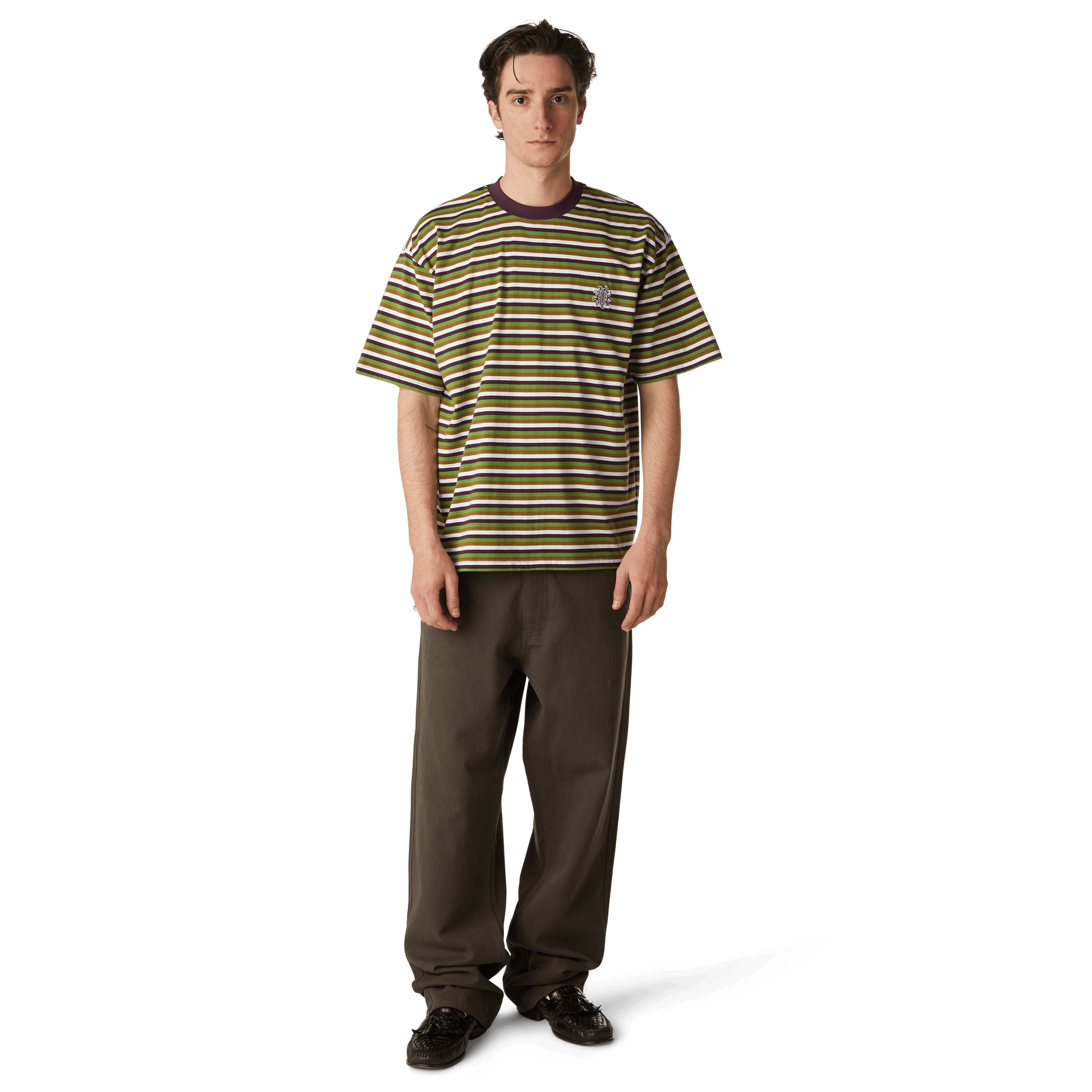HUF Apollo Striped Knit Boxy Top Green