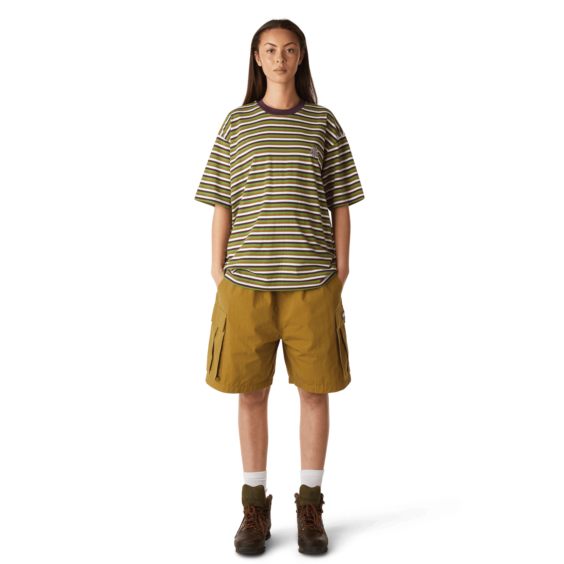 HUF Apollo Striped Knit Boxy Top Green