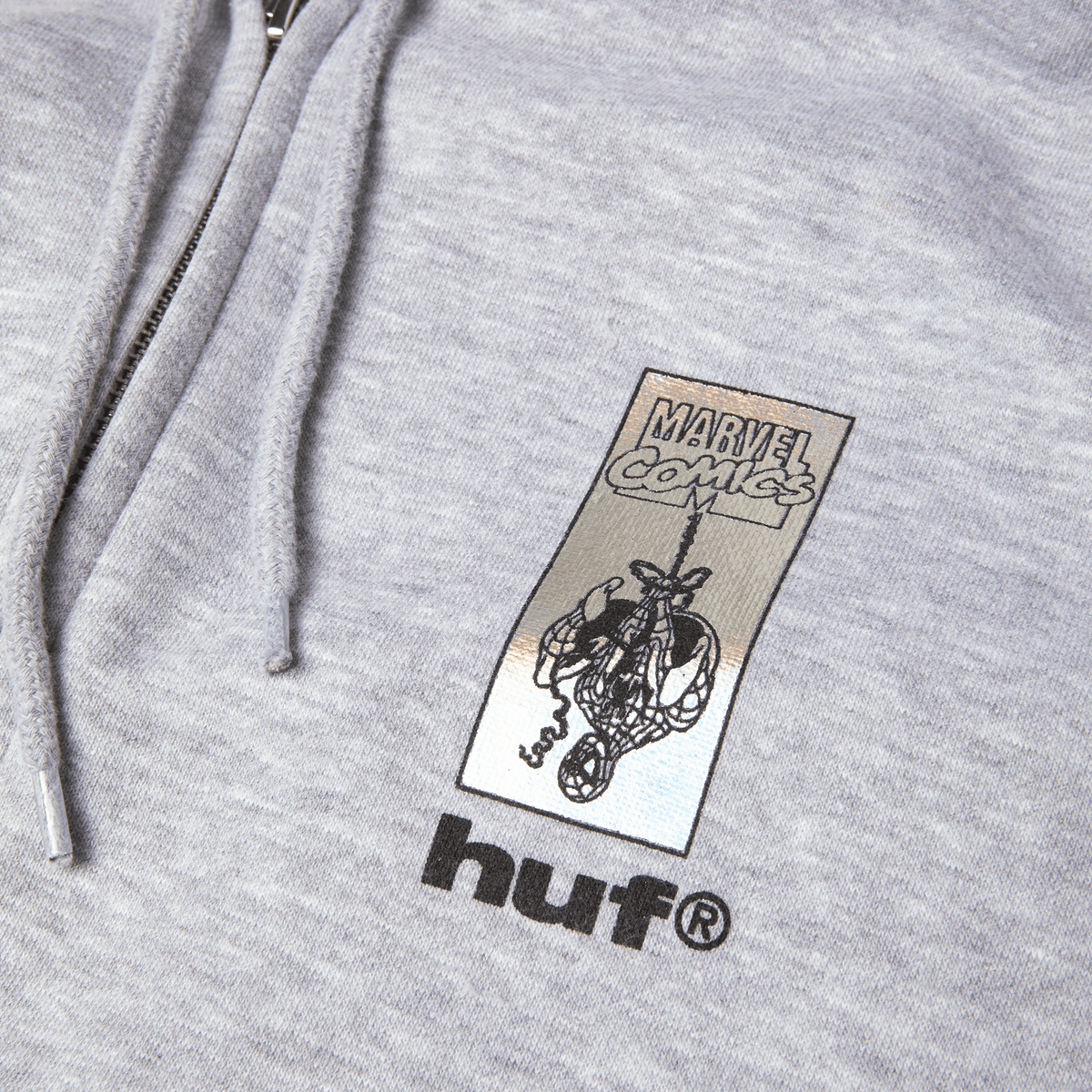 HUF x Marvel Spider-Man Arachknight FZ Hoodie Heather Grey