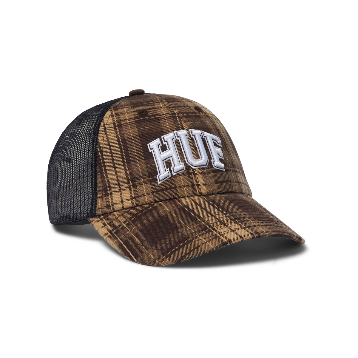 HUF Arch Low Pro Plaid Trucker Hat Brown