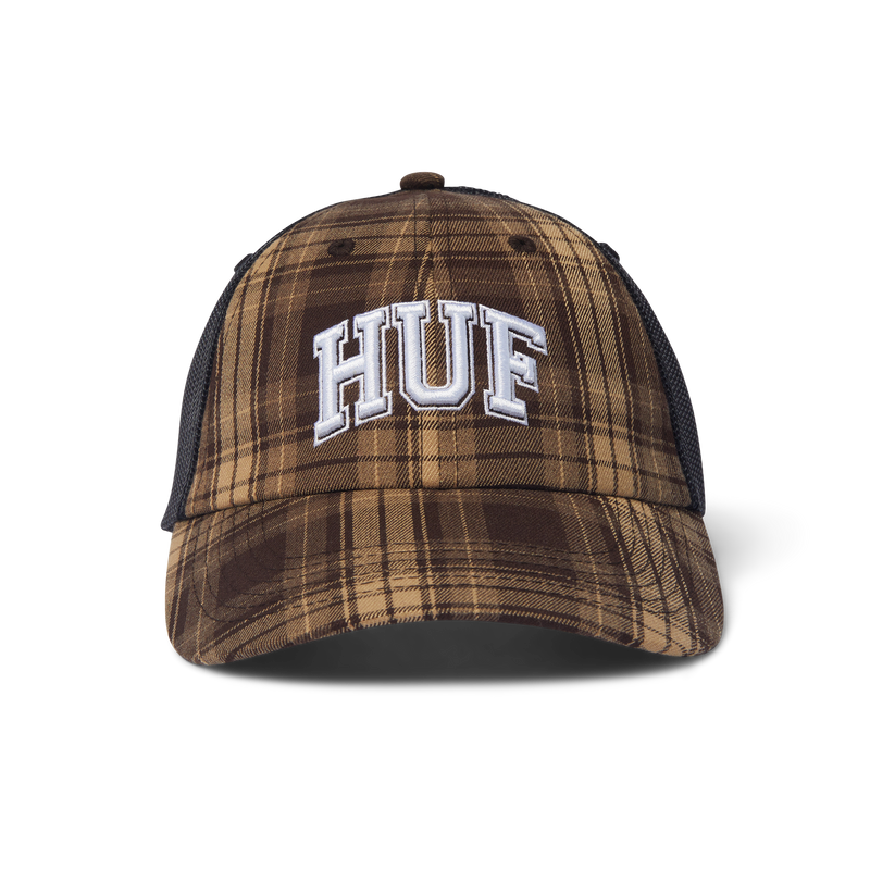 HUF Arch Low Pro Plaid Trucker Hat Brown