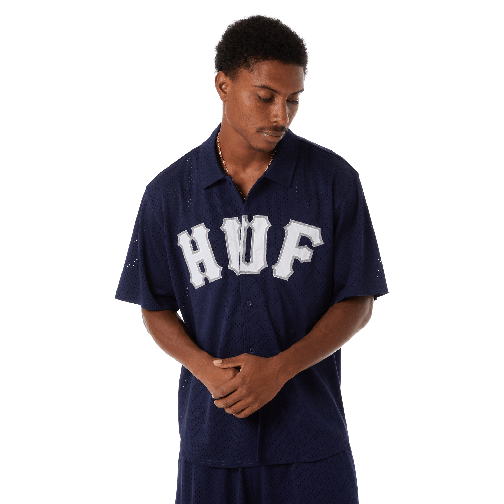 HUF Arch Mesh Button Up Navy