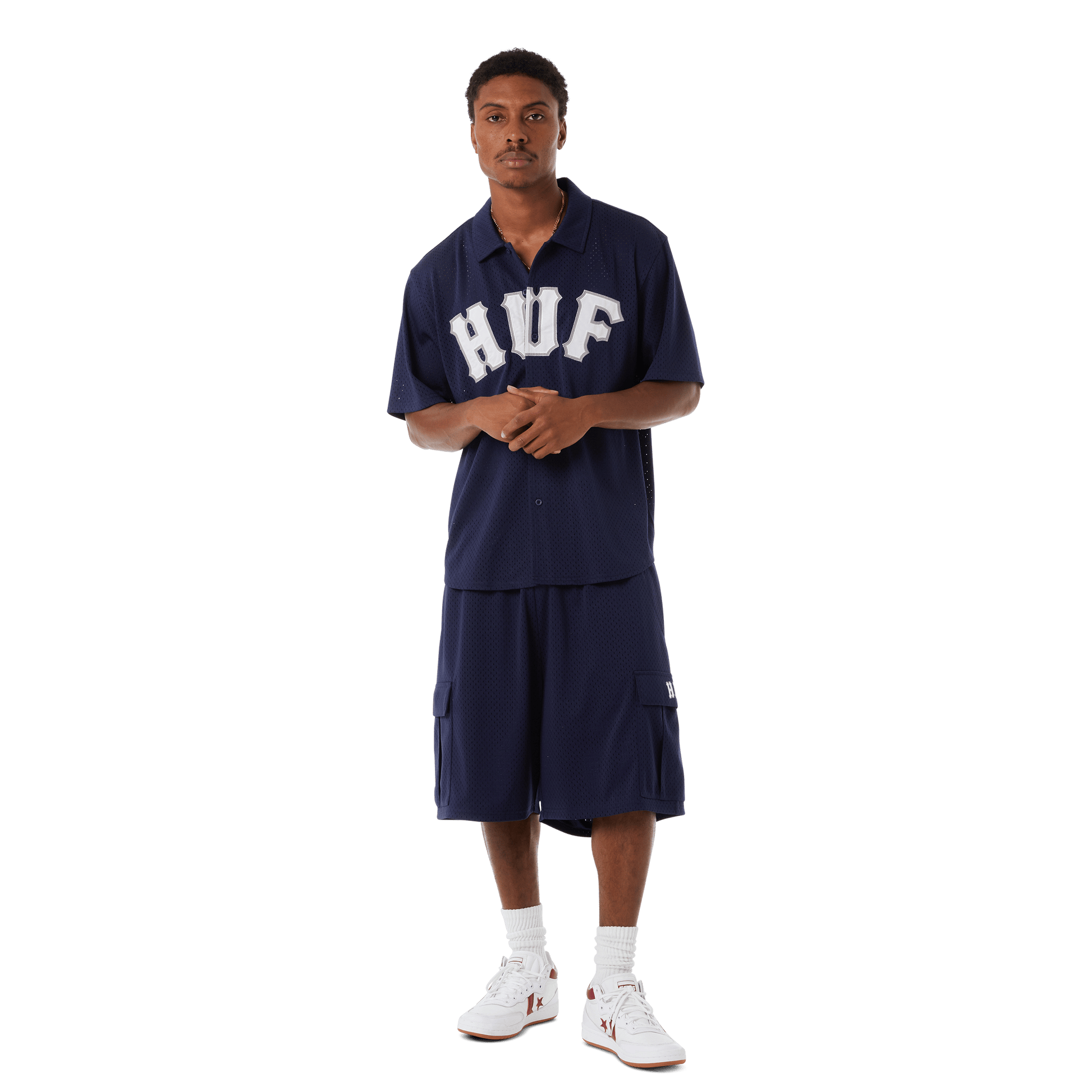 HUF Arch Mesh Button Up Navy