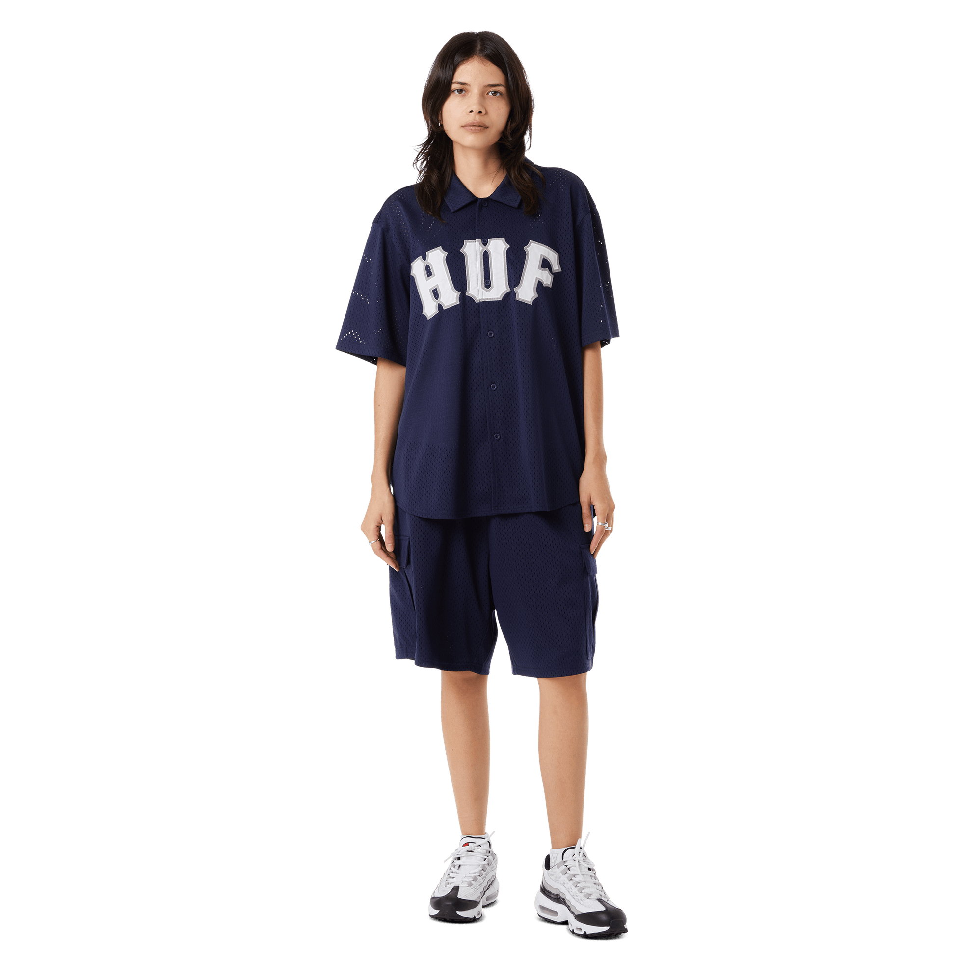 HUF Arch Mesh Button Up Navy