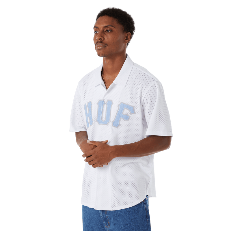 HUF Arch Mesh Button Up White