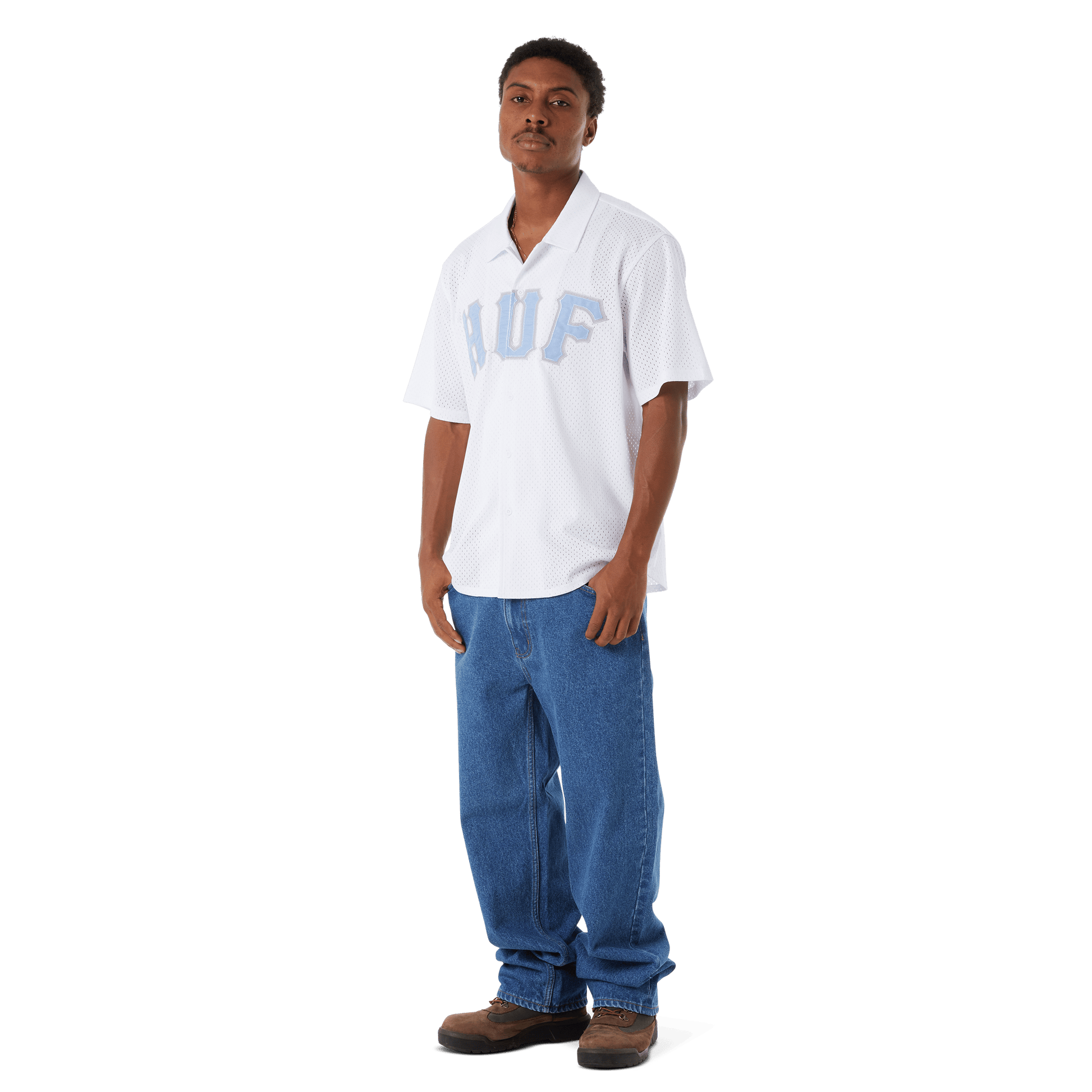 HUF Arch Mesh Button Up White