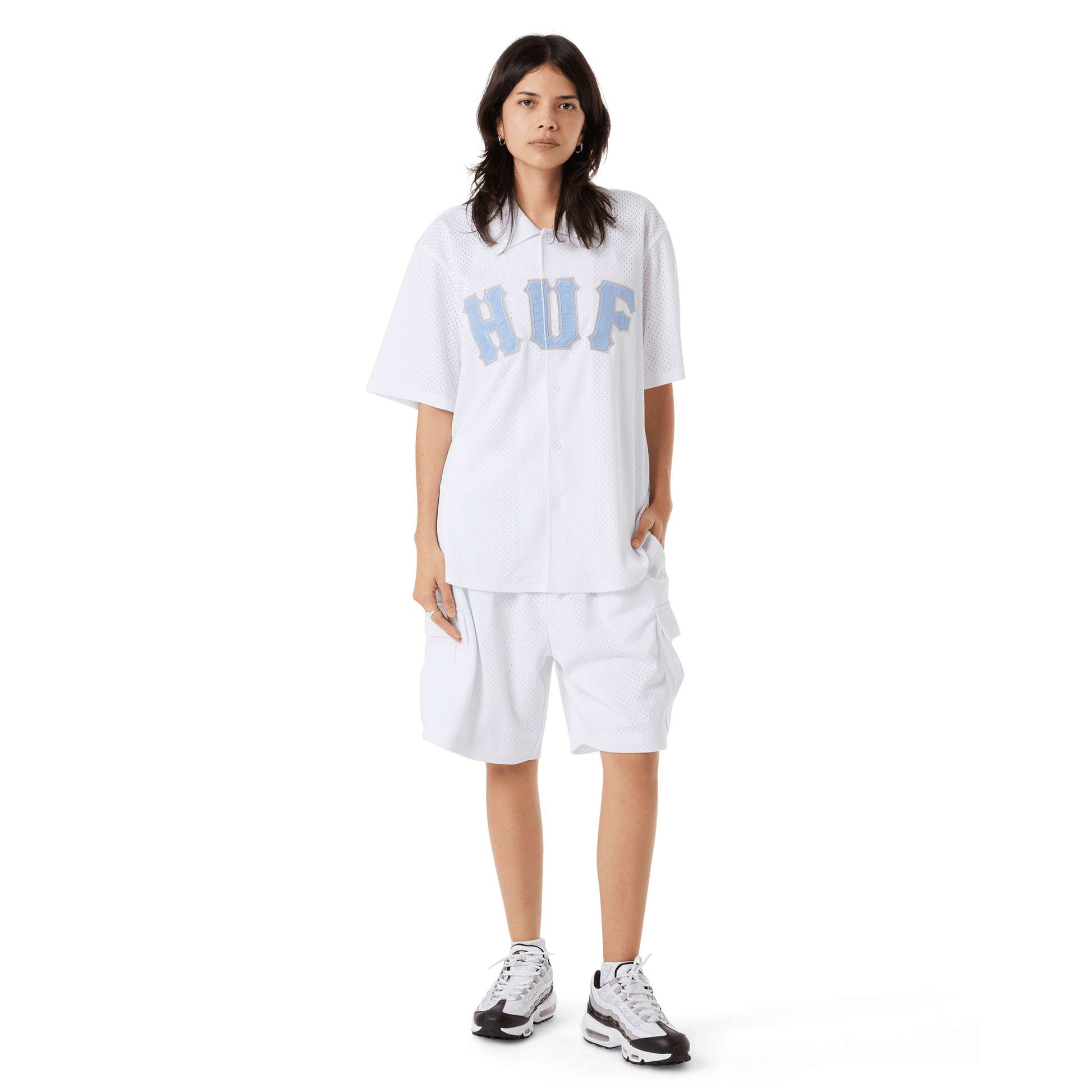 HUF Arch Mesh Button Up White