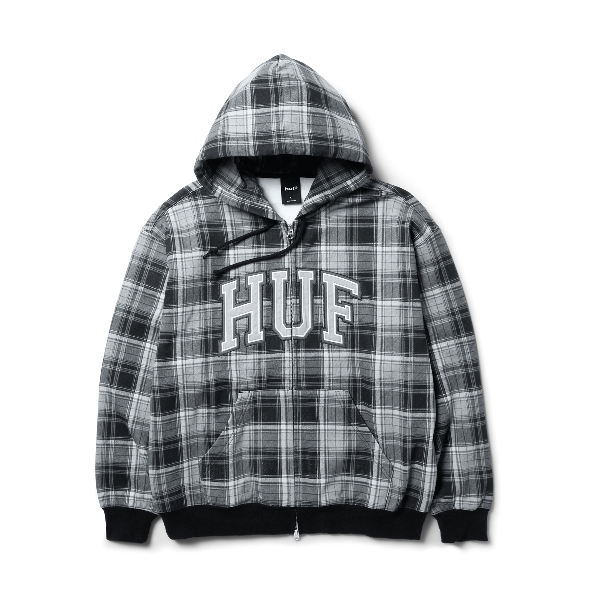 Huf Arch Plaid Full-Zip Heavyweight Hoodie Black