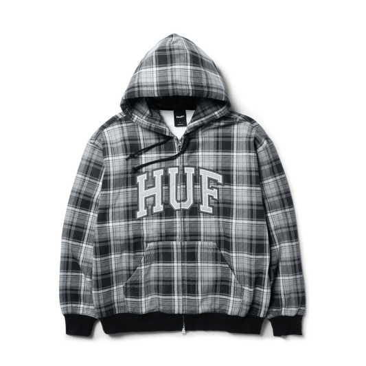 Huf Arch Plaid Full-Zip Heavyweight Hoodie Black