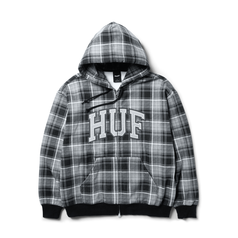 Huf Arch Plaid Full-Zip Heavyweight Hoodie Black