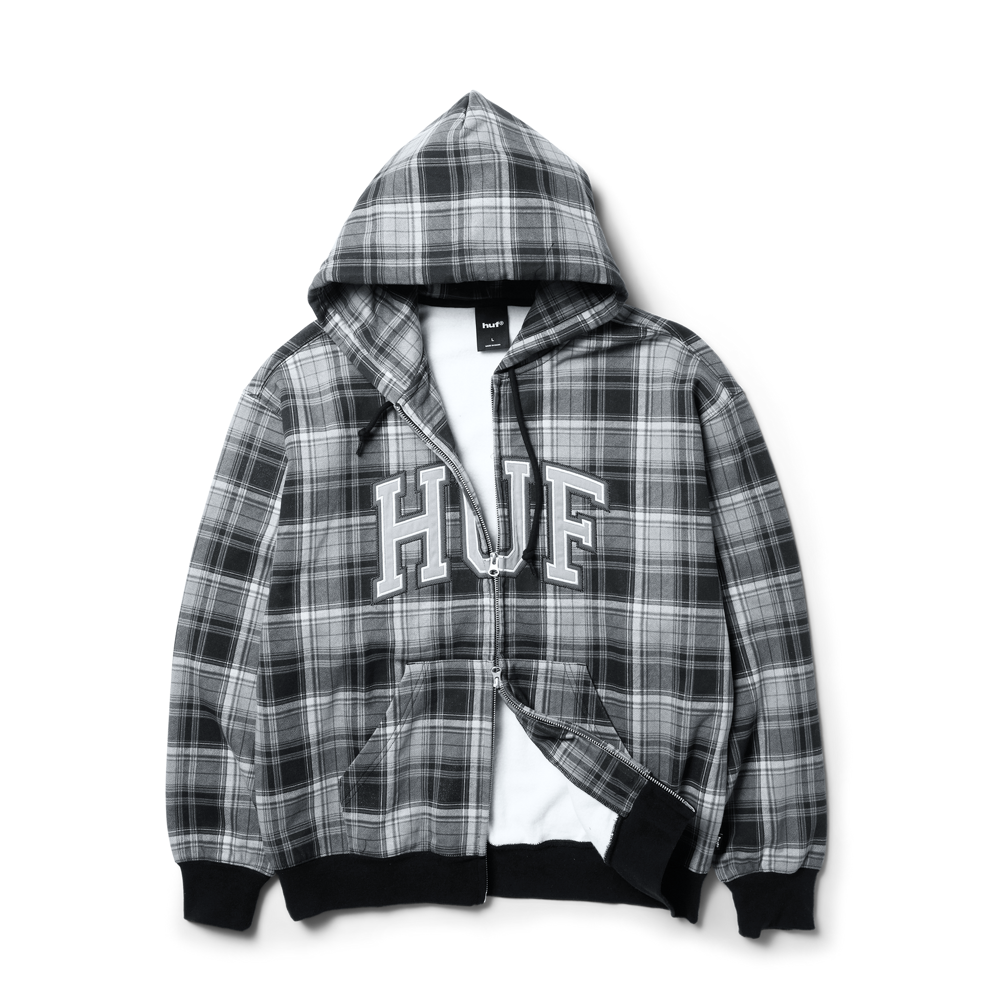 Huf Arch Plaid Full-Zip Heavyweight Hoodie Black