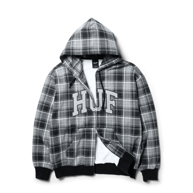 Huf Arch Plaid Full-Zip Heavyweight Hoodie Black