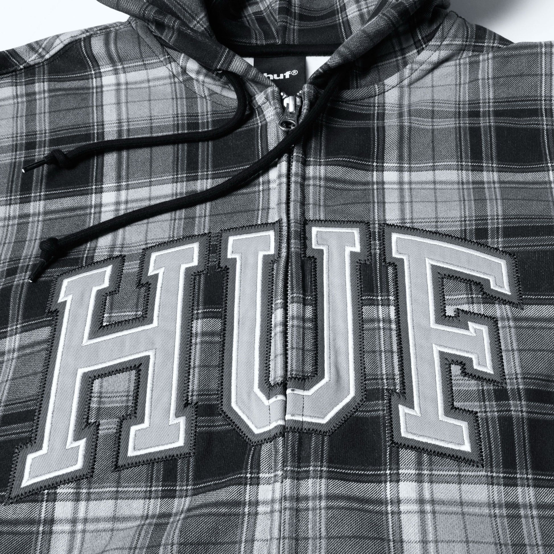 Huf Arch Plaid Full-Zip Heavyweight Hoodie Black