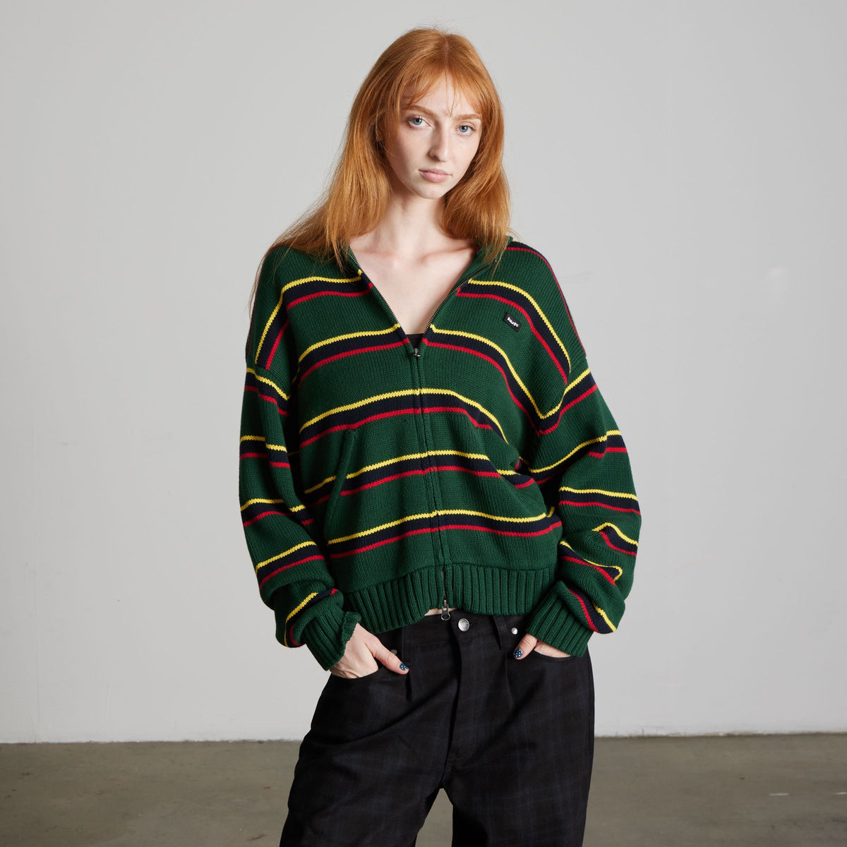 HUF Banks Full-Zip Striped Hoodie Sycamore