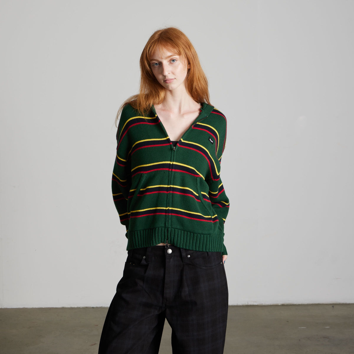 HUF Banks Full-Zip Striped Hoodie Sycamore
