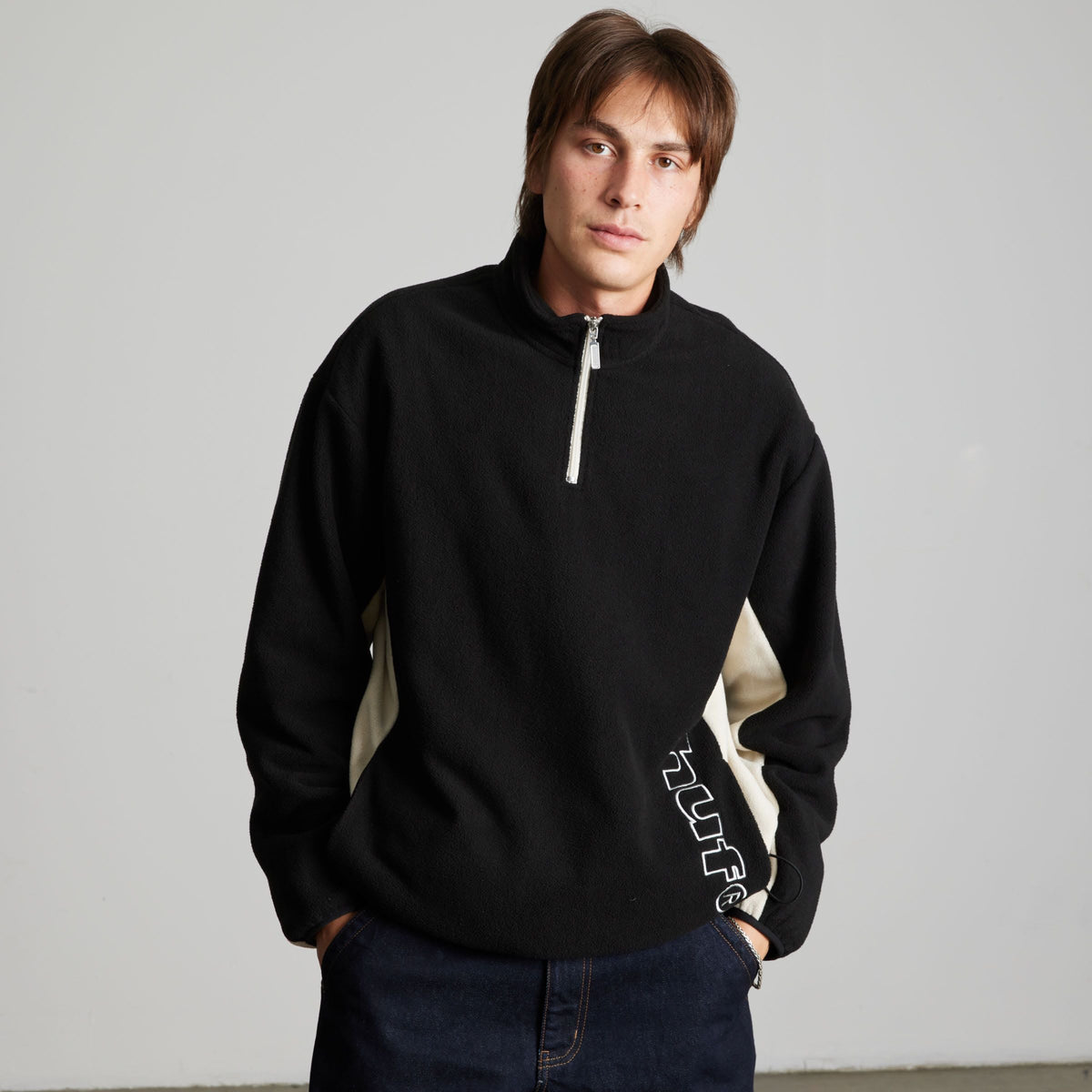 HUF Basecamp Quarter-Zip Polar Fleece Black