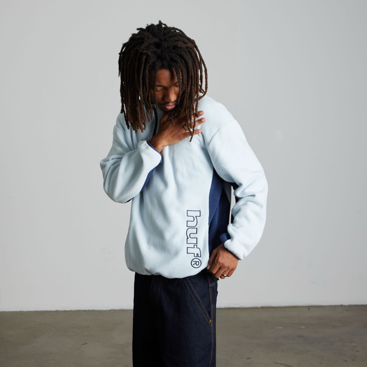 HUF Basecamp Quarter-Zip Polar Fleece Sky Blue