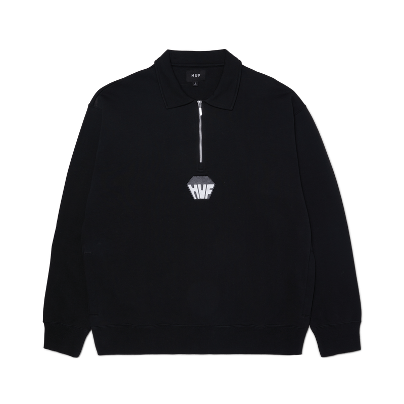 HUF Big Block 1/4 Zip French Terry Black