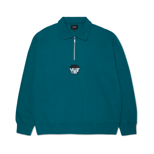 HUF Big Block 1/4 Zip French Terry Sea Green