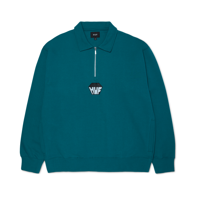 HUF Big Block 1/4 Zip French Terry Sea Green