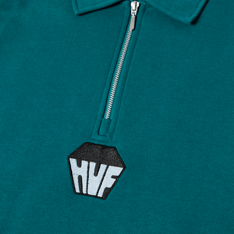 HUF Big Block 1/4 Zip French Terry Sea Green