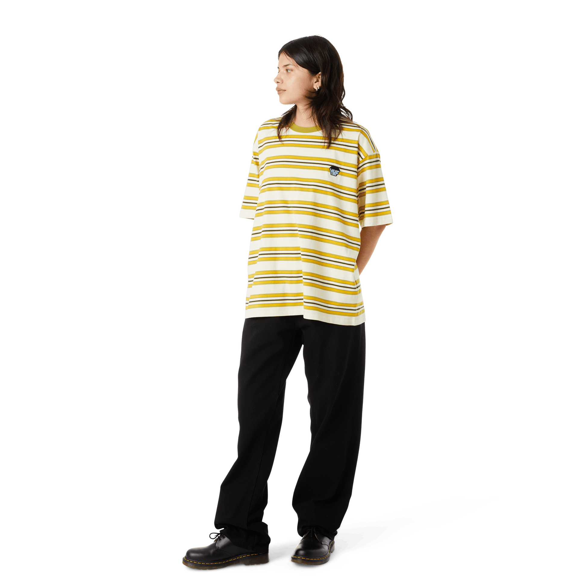 HUF Big Block Stripe Boxy Top Pale Yellow