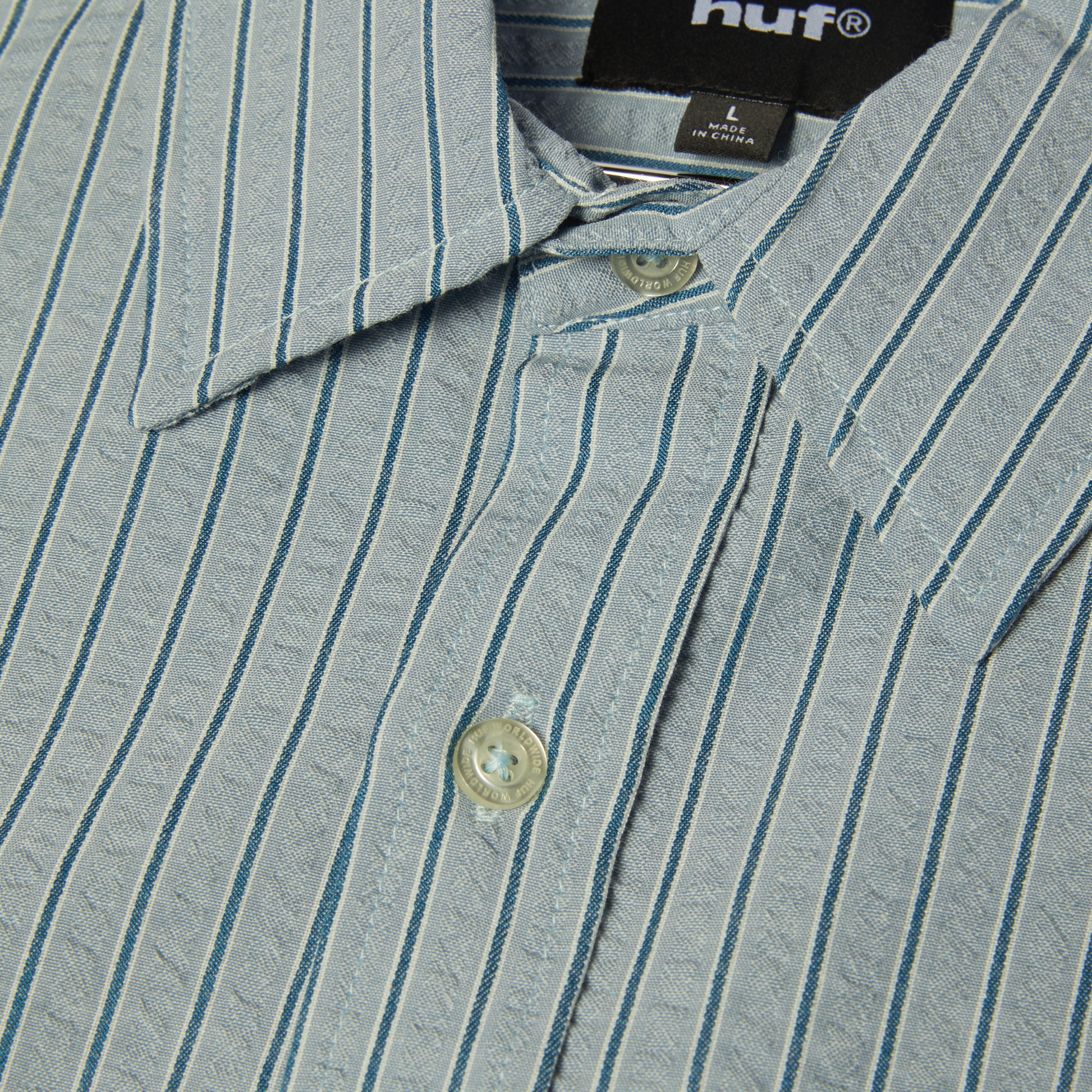 HUF Big Block Striped Shirt Light Blue