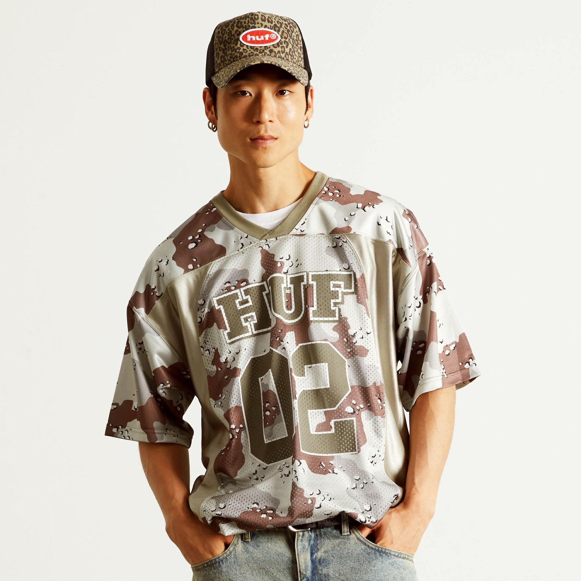 HUF Camo Football Jersey Brown