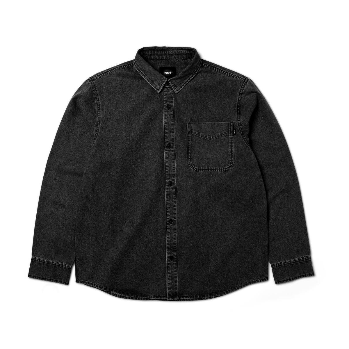 HUF Carson Overdyed Denim Long Sleeve Shirt Black