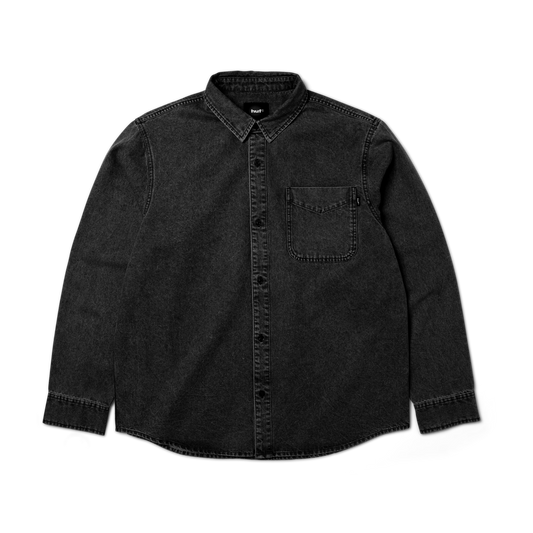 HUF Carson Overdyed Denim Long Sleeve Shirt Black