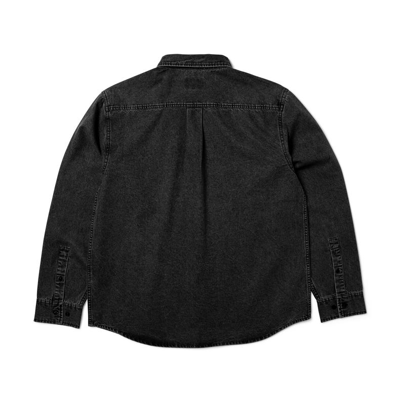 HUF Carson Overdyed Denim Long Sleeve Shirt Black